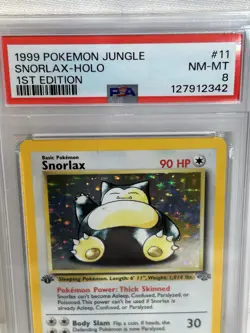 1999 Pokemon Jungle Snorlax Holo 1st Edition PSA 8 - Image 2