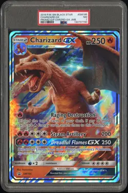 2019 POKEMON SM BLACK STAR PROMO JUMBO #SM195 CHARIZARD GX PSA 7 - Image 1