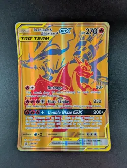 2021 Pokemon RESHIRAM & CHARIZARD GX #SM247 Black Star Promos Jumbo English (A) - Image 1