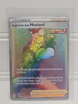 2021 Crimp Error Rainbow Rare Mustard Battle Styles #177 Pokemon Card - Image 1