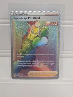 2021 Crimp Error Rainbow Rare Mustard Battle Styles #177 Pokemon Card - Image 5