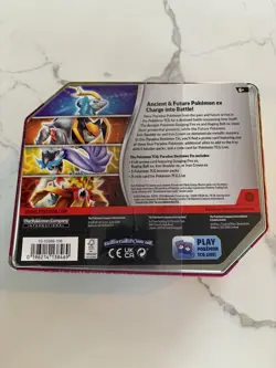 NEW SEALED Pokemon Paradox Destinies Iron Boulder ex Tin w Promo 5 Booster Packs - Image 2