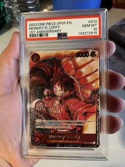 One Piece OP05 Monkey D. Luffy 1st Anniversary ST01-012 PSA 10 Gem Mint English - Image 1