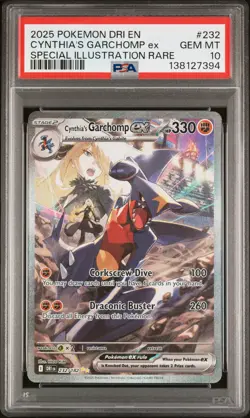 2025 POKEMON DRI EN-DESTINED RIVALS #232 CYNTHIA'S GARCHOMP EX PSA 10 - Image 1