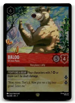 Lorcana TCG COLD FOIL - Baloo - Ol' Iron Paws - Archazia’s Island #142/205 NM - Image 1