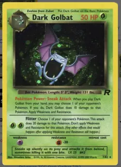 Pokemon TCG Dark Golbat 7/82 Team Rocket Holo Unlimited Rare LP - Image 1