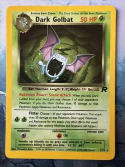 Pokemon TCG Dark Golbat 7/82 Holo Rare Team Rocket Unlimited - Image 1