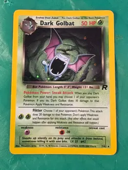 Dark Golbat - 7/82 - Pokemon Team Rocket Unlimited Holo Rare Card SWIRL LP Card - Image 1