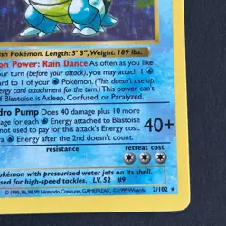 Shadowless Blastoise 2/102 Base Set Holo Rare Pokemon Card - Image 4