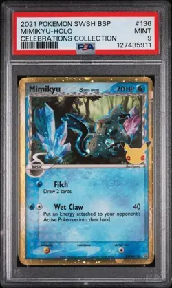 2021 POKEMON SWSH BLACK STAR PROMO #136 MIMIKYU-HOLO CELEBRATIONS COLL. - PSA 9 - Image 1