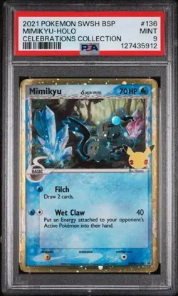 2021 POKEMON SWSH BLACK STAR PROMO #136 MIMIKYU-HOLO CELEBRATIONS COLL. - PSA 9 - Image 1