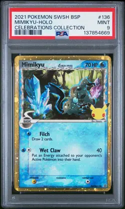 2021 POKEMON SWSH BLACK STAR PROMO CELEBRATIONS COLL #136 MIMIKYU-HOLO PSA 9 - Image 1