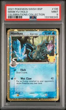 2021 POKEMON SWSH BLACK STAR PROMO CELEBRATIONS COLL #136 MIMIKYU-HOLO PSA 9 - Image 1