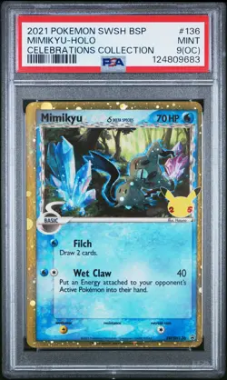 2021 POKEMON SWSH BLACK STAR PROMO CELEBRATIONS COLL #136 MIMIKYU-HOLO PSA 9 OC - Image 1