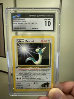 Pokemon Erika's Dratini Gym Heroes 1st Edition 2000, 42/132, Vintage CGC 10 - Image 1