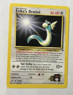 Pokemon Card - Erika's Dratini Gym Heroes 42/132 Uncommon NM - Image 1