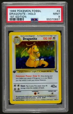 Pokemon TCG Dragonite Holo Fossil Set 1st Edition 4/62 PSA 9 MINT 1999 WOTC - Image 1
