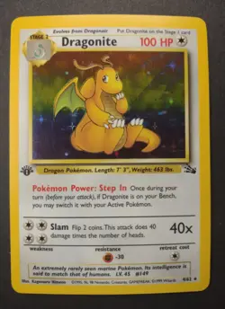 Dragonite Holographic Fossil First Edition 4/62 Pokemon Holo 1st ed. - Image 1