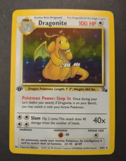 Dragonite Holographic Fossil First Edition 4/62 Pokemon Holo 1st ed. - Image 2