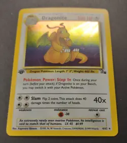 Dragonite Holographic Fossil First Edition 4/62 Pokemon Holo 1st ed. - Image 3
