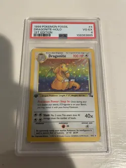 1999 Pokemon Fossil Dragonite Holo 1st Edition #4 /62 VG-EX PSA 4 - Image 1