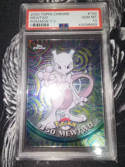 2000 Topps Pokemon Chrome Mewtwo Pokemon TV Card #150 PSA GEM-MT 10 - Image 1