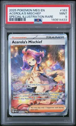 PSA 9 - 2025 Acerola's Mischief 183/132 Me01: Mega Evolution Holo Pokemon - Image 1