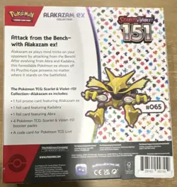 Pokemon TCG Scarlet & Violet 151 Alakazam ex Box 3 Promo 4 Booster Packs - Image 2