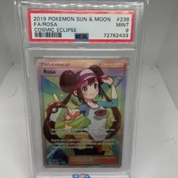 2019 Pokemon Sun & Moon Cosmic Eclipse #236 Full Art/Rosa PSA 9 - Image 1