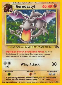 Aerodactyl - 1/62 - Pokemon Fossil Unlimited Holo Rare Card WOTC NM - Image 1