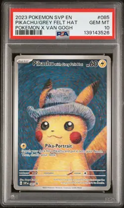 2023 POKEMON SVP EN-SV BLACK STAR PROMO #085 PIKACHU WITH GREY FELT HAT PSA 10 - Image 1