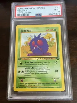 1999 Pokemon Jungle 63/64 WOTC Venonat 1st Edition PSA 9 Mint - Image 1