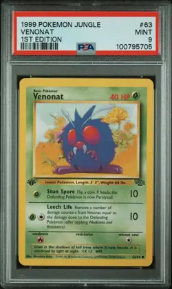 1999 POKEMON JUNGLE #63 VENONAT PSA 9 MINT 1ST EDITION - Image 1
