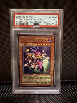 2006 YU-GI-OH! ENEMY OF JUSTICE SNEAK PEEK #EN002 TOON DARK MAGICIAN GIRL PSA 9 - Image 1