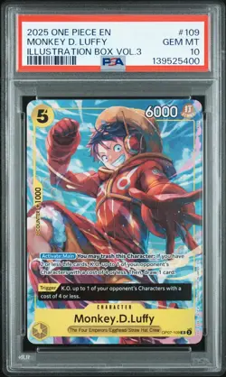 2025 ONE PIECE PROMOS ILLUSTRATION BOX VOL.3 #109 MONKEY D. LUFFY PSA 10 - Image 1