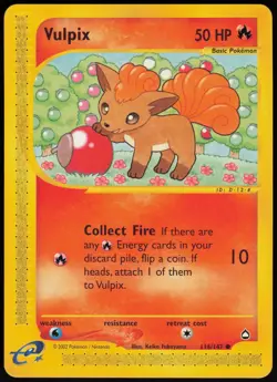 Vulpix 116/147 Aquapolis Common Pokemon Card - NM - Image 1