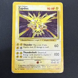 Pokemon Card Zapdos 16/102 Base Set Rare Heavy Play - Image 1