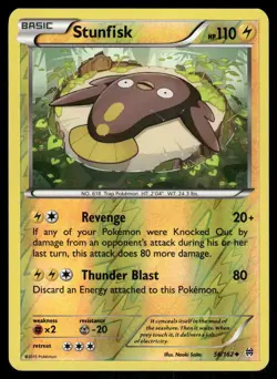 Pokemon Cards Stunfisk 56/162 Reverse Holo BREAKthrough XY NM - Image 1