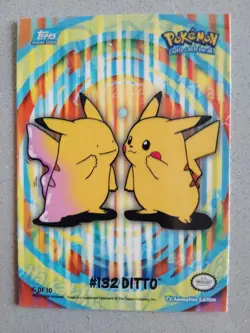 Topps Pokemon #132 Ditto Pikachu, 2000, Blue Logo, 5 of 10, Rare - Image 1