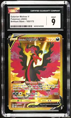 CGC 9 Pokemon Galarian Moltres V 183 Brilliant Stars Secret Rare - Cdn. Seller - Image 1