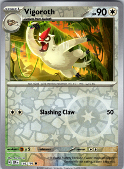 Vigoroth Reverse Holo 146/191 SV08: Surging Sparks Common - NM - Image 1
