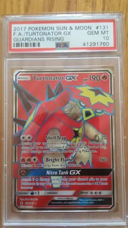 2017 POKEMON SUN AND MOON TURTONATOR GX FULL ART GUARDIANS RISING PSA 10 - Image 1