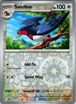Swellow Reverse Holo 157/182 SV10: Destined Rivals Common - NM - Image 1