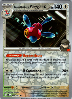 Team Rocket’s Porygon-Z Reverse Holo 155/182 SV10: Destined Rivals Uncommon - NM - Image 1