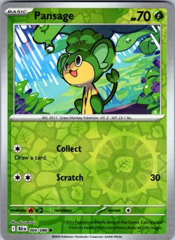 Pansage Reverse Holo 004/086 SV: Black Bolt Common - NM - Image 1