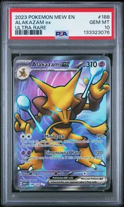 2023 Pokemon Mew EN 151 #188/165 Alakazam ex Ultra Rare Holo PSA 10 GEM MINT - Image 1