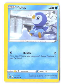 Pokemon MISCUT ERROR Piplup 035/172 SWSH09: Brilliant Stars LP Normal - Image 1