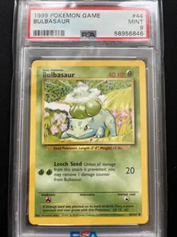 1999 POKEMON BASE SET UNLIMITED #44 BULBASAUR PSA 9 MINT - Image 1