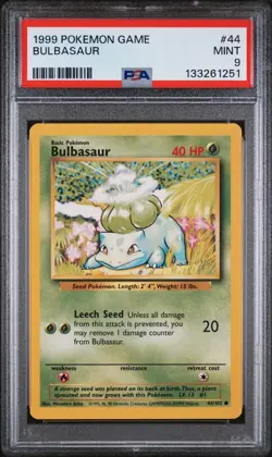 1999 POKEMON BASE SET UNLIMITED #44 BULBASAUR PSA 9 - Image 1