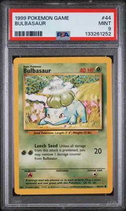 1999 POKEMON BASE SET UNLIMITED #44 BULBASAUR PSA 9 - Image 3